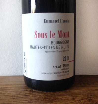 Sous le Mont Bourgogne Hautes Cotes de Nuits - Giboulot